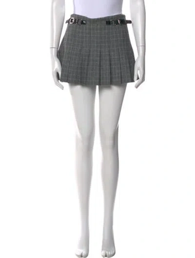 Pre-owned Maje Plaid Print Mini Skirt W/ Tags In Gray
