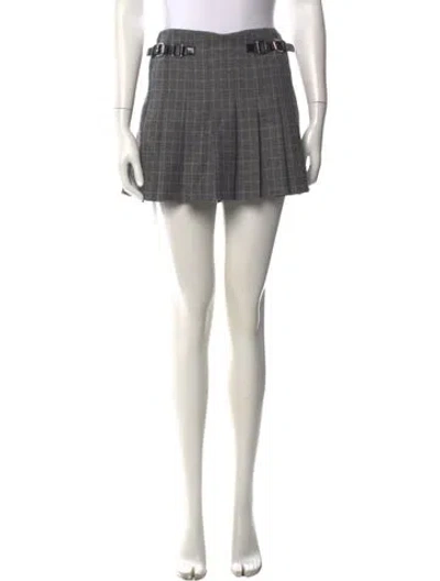 Pre-owned Maje Plaid Print Mini Skirt W/ Tags In Gray