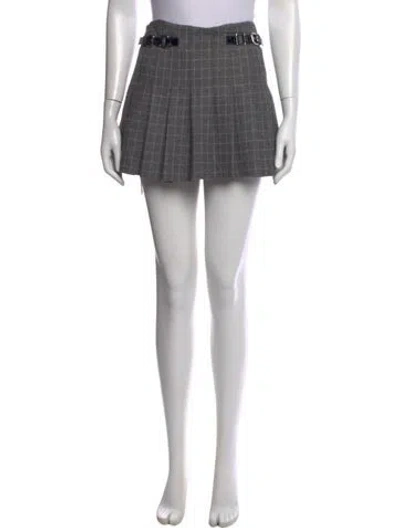Pre-owned Maje Plaid Print Mini Skirt W/ Tags In Grey