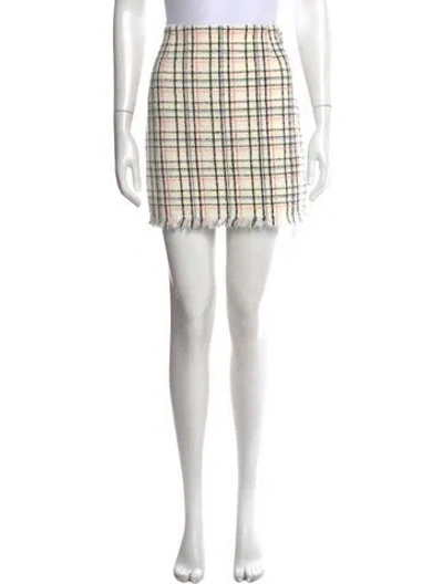 Pre-owned Maje Plaid Print Mini Skirt W/ Tags In Neutral