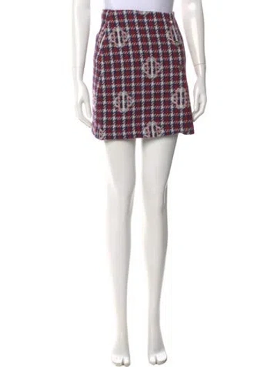 Pre-owned Maje Plaid Print Mini Skirt W/ Tags In Red