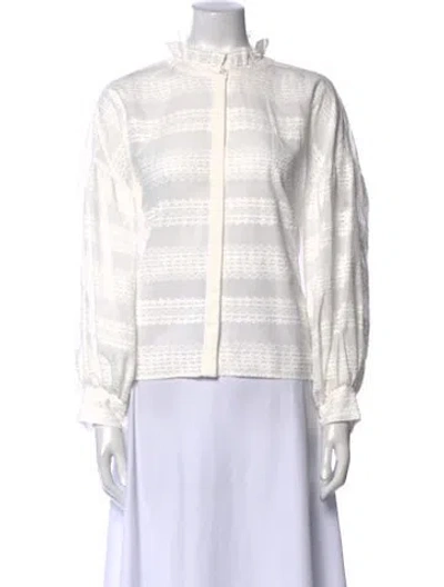 Pre-owned Maje Plaid Print Mock Neck Sweatshirt W/ Tags In White