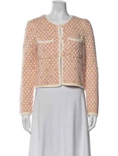 Pre-owned Maje Plaid Print Open Front Sweater W/ Tags In Neutral