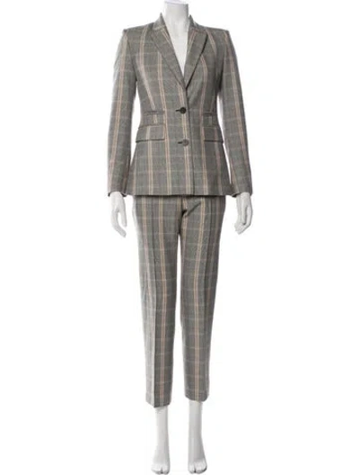 Pre-owned Maje Plaid Print Pantsuit In Gray