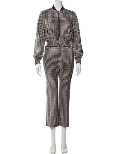 Pre-owned Maje Plaid Print Pantsuit In Neutral
