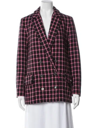 Pre-owned Maje Plaid Print Peacoat W/ Tags In Pink