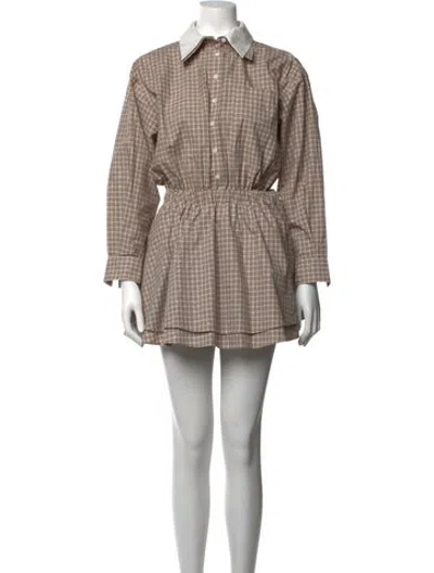 Pre-owned Maje Plaid Print Romper In Neutrals