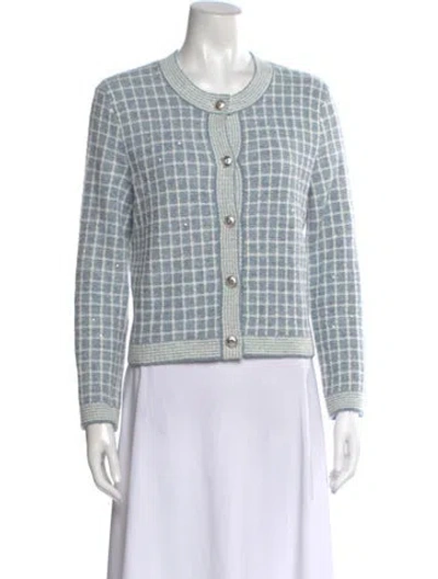 Pre-owned Maje Plaid Print Scoop Neck Sweater In Blue