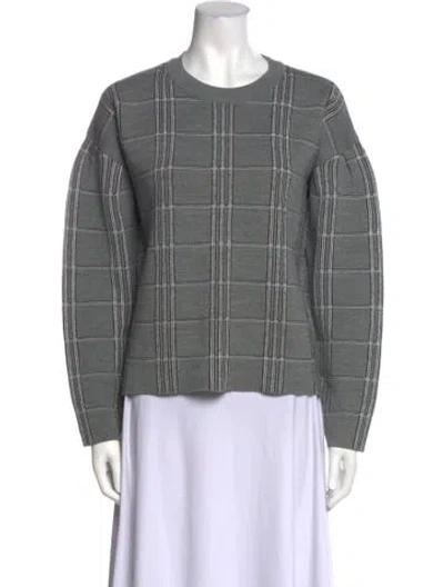 Pre-owned Maje Plaid Print Scoop Neck Sweater In Gray