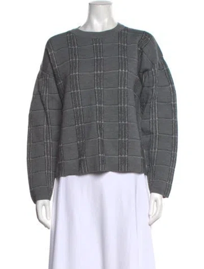 Pre-owned Maje Plaid Print Scoop Neck Sweater In Gray