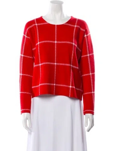Pre-owned Maje Plaid Print Scoop Neck Sweater In Red