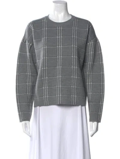 Pre-owned Maje Plaid Print Scoop Neck Sweater W/ Tags In Gray