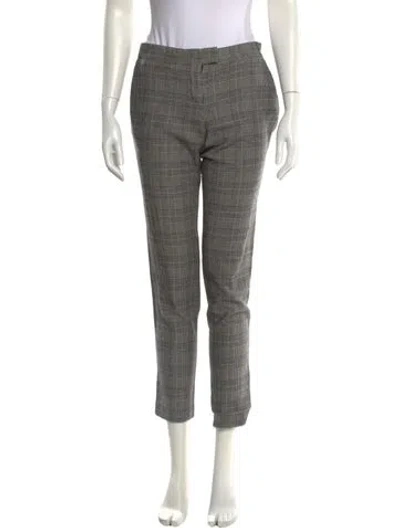 Pre-owned Maje Plaid Print Skinny Leg Pants In Black