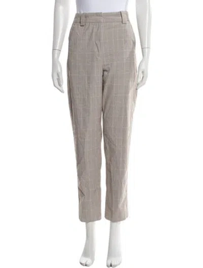 Pre-owned Maje Plaid Print Straight Leg Pants In Blue/neutrals