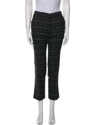 Pre-owned Maje Plaid Print Straight Leg Pants In Brown
