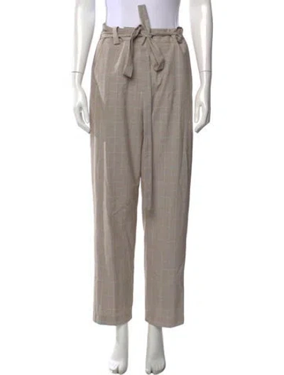 Pre-owned Maje Plaid Print Straight Leg Pants In Brown