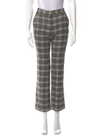 Pre-owned Maje Plaid Print Straight Leg Pants In Gray