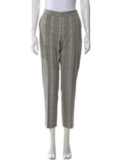Pre-owned Maje Plaid Print Straight Leg Pants In Gray
