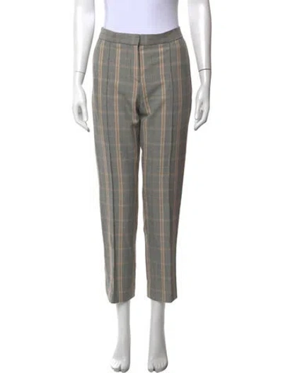 Pre-owned Maje Plaid Print Straight Leg Pants In Grey
