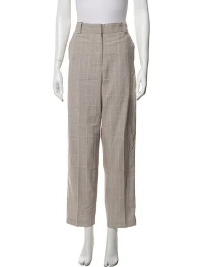 Pre-owned Maje Plaid Print Straight Leg Pants In Grey