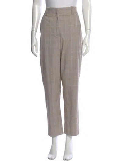 Pre-owned Maje Plaid Print Straight Leg Pants In Grey