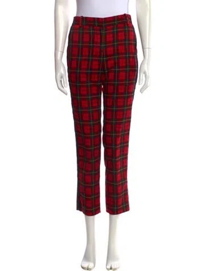 Pre-owned Maje Plaid Print Straight Leg Pants In Multi