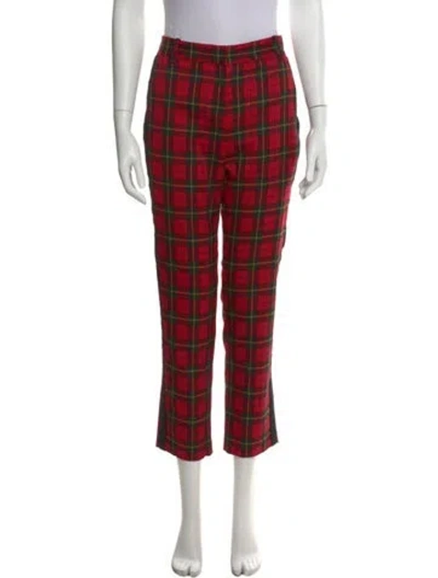 Pre-owned Maje Plaid Print Straight Leg Pants In Multi