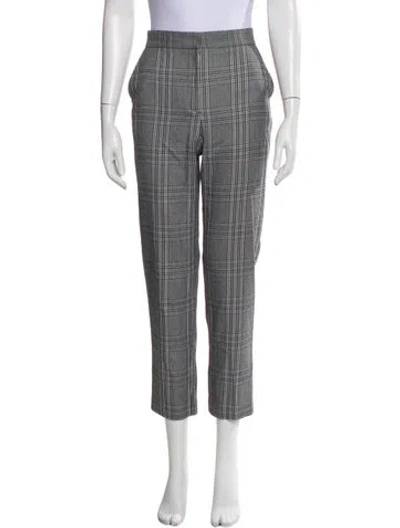 Pre-owned Maje Plaid Print Straight Leg Pants In White