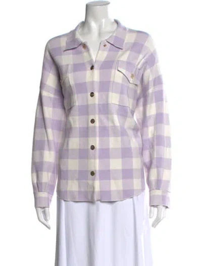 Pre-owned Maje Plaid Print Sweater In Purple/white