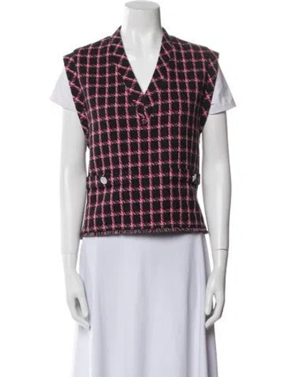Pre-owned Maje Plaid Print Vest W/ Tags In Pink
