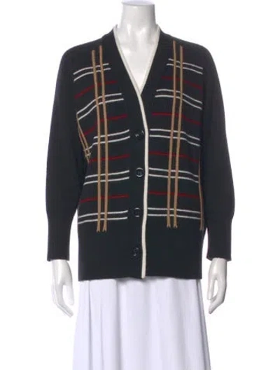 Pre-owned Maje Plaid Print V-neck Sweater In Black