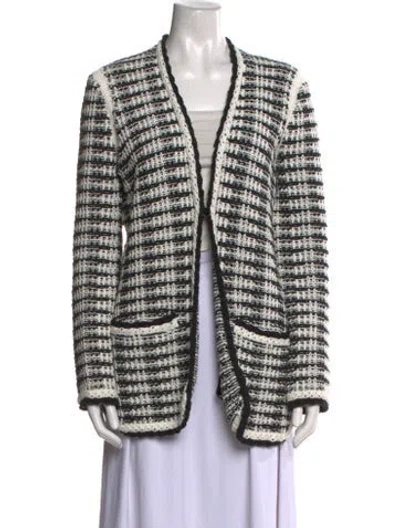 Pre-owned Maje Plaid Print V-neck Sweater In Multi