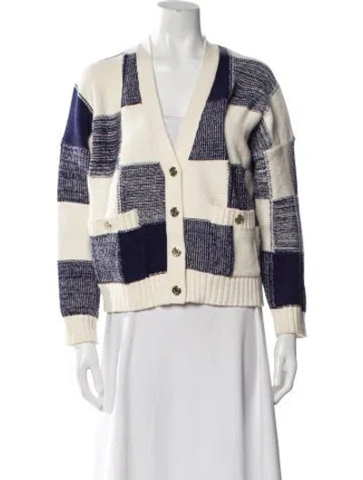 Pre-owned Maje Plaid Print V-neck Sweater In Multi