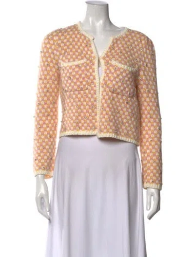 Pre-owned Maje Plaid Print V-neck Sweater In Neutrals