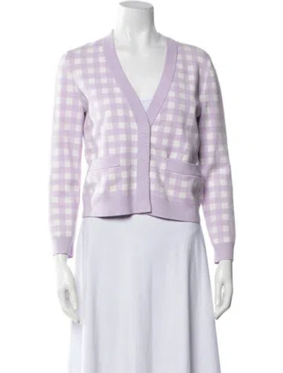 Pre-owned Maje Plaid Print V-neck Sweater In Purple