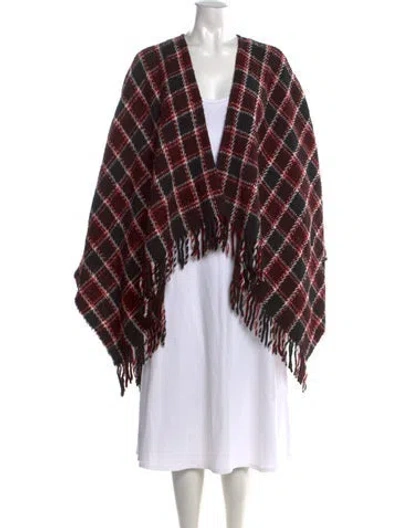 Pre-owned Maje Plaid Print V-neck Sweater In Red
