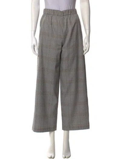 Pre-owned Maje Plaid Print Wide Leg Pants In Neutral