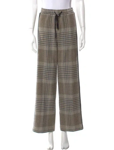 Pre-owned Maje Plaid Print Wide Leg Pants In Neutral