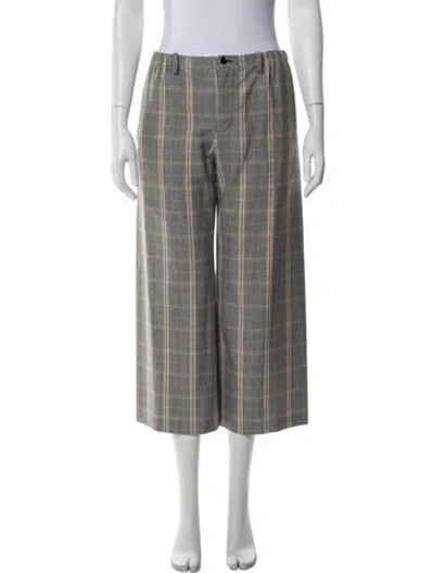 Pre-owned Maje Plaid Print Wide Leg Pants In Neutral