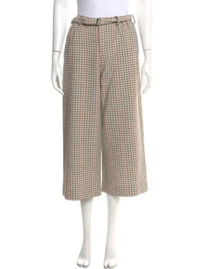 Pre-owned Maje Plaid Print Wide Leg Pants In Neutral