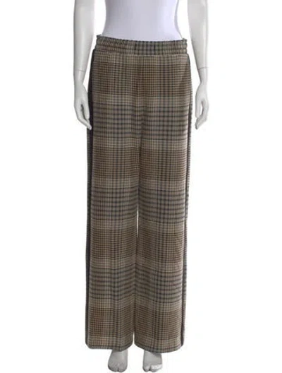 Pre-owned Maje Plaid Print Wide Leg Pants In Neutral