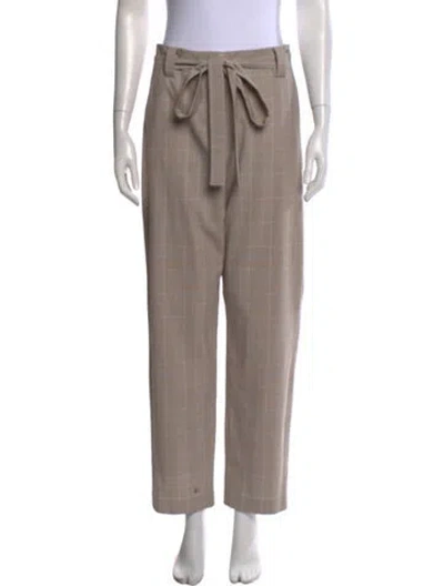 Pre-owned Maje Plaid Print Wide Leg Pants In Neutral