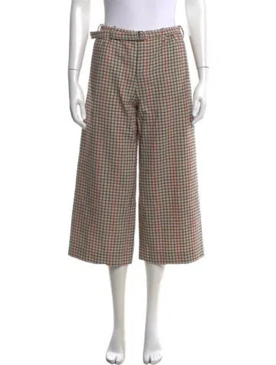 Pre-owned Maje Plaid Print Wide Leg Pants In Neutrals