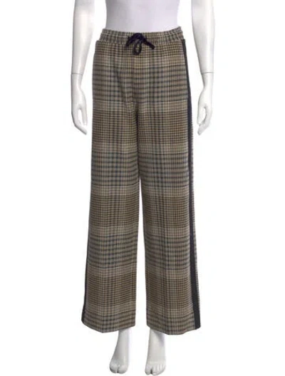Pre-owned Maje Plaid Print Wide Leg Pants In Neutrals