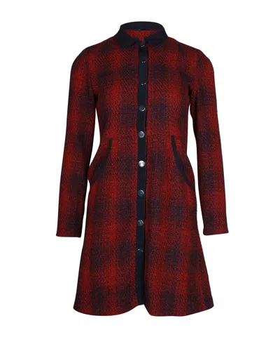 Maje Plaid Shirt Dress In Red Polyester