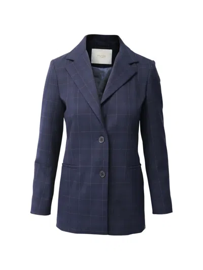 Pre-owned Maje Plaid Single-breasted Blazer In Blue