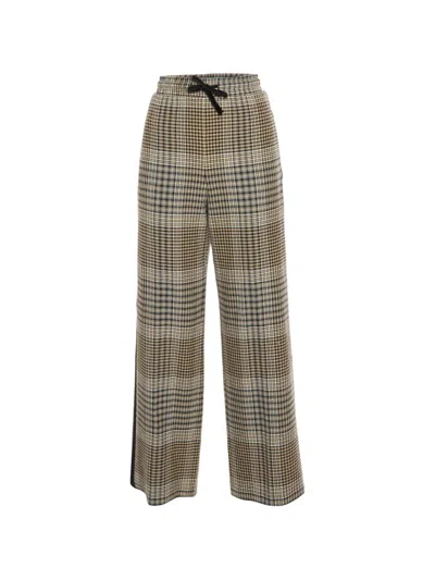 Pre-owned Maje Plaid Wide-leg Trousers In Neutral
