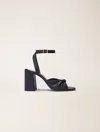 Maje Plain Leather Sandals With Heels In Noir