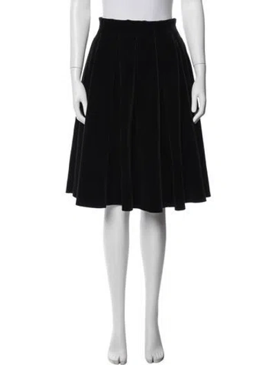 Pre-owned Maje Pleated Accents Midi Length Skirt In Black