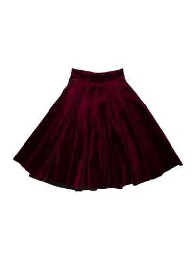 Pre-owned Maje Pleated Accents Midi Length Skirt In Burgundy